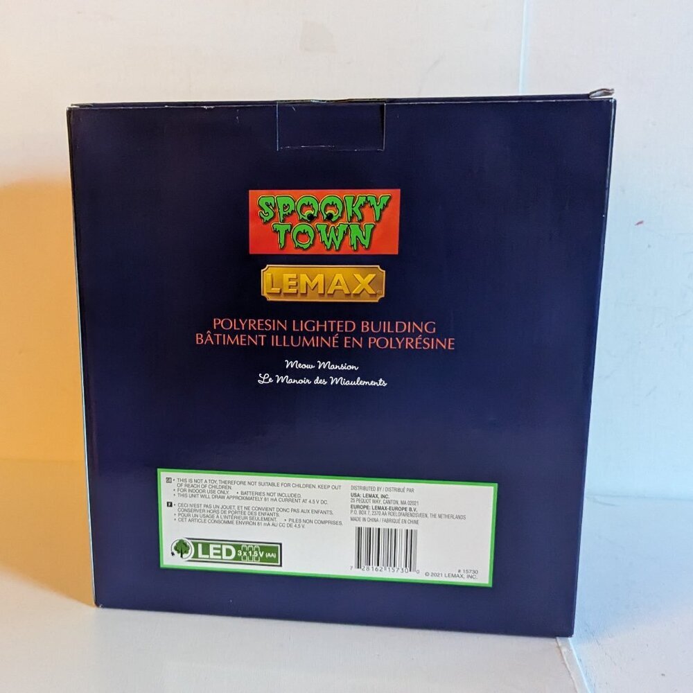 NWT Lemax Meow Mansion Retired Spooky Town Building LED Black Cat Halloween HTF - Picture 14 of 16